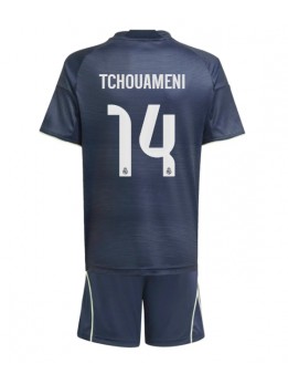 Real Madrid Aurelien Tchouameni #14 Replika Borta Kläder Barn 2025-26 Kortärmad (+ byxor)